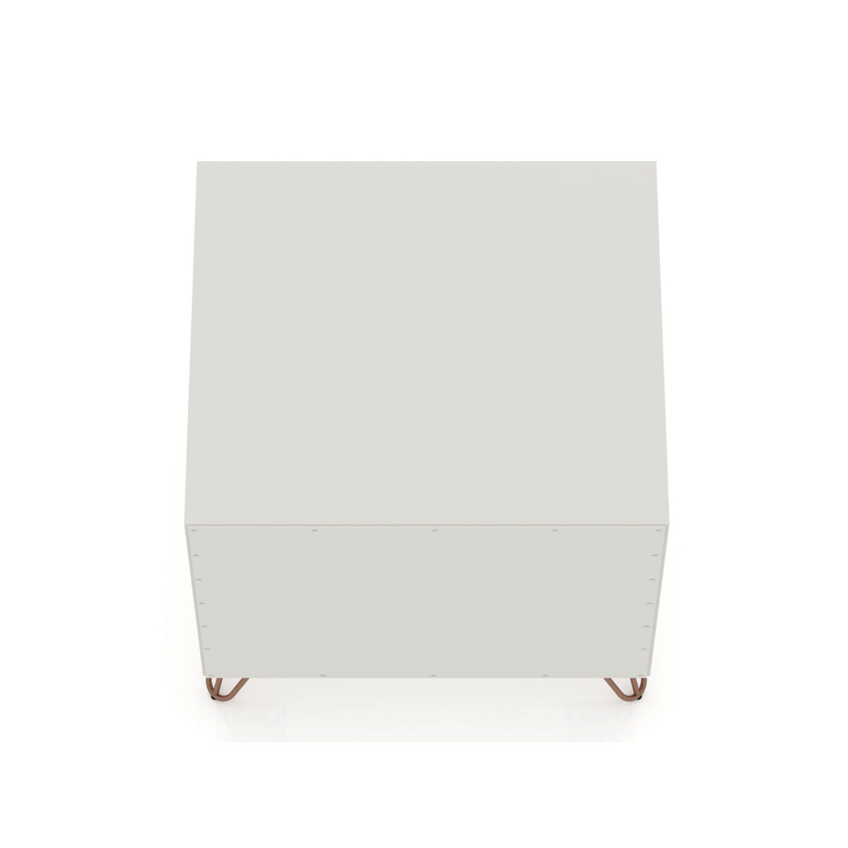 Rockefeller Nightstand with 1 Drawer and splayed copper legs, white finish HouseOfZazla on Tampa Home & Garden Store