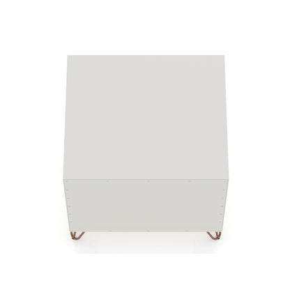 Rockefeller Nightstand with 1 Drawer and splayed copper legs, white finish HouseOfZazla on Tampa Home & Garden Store