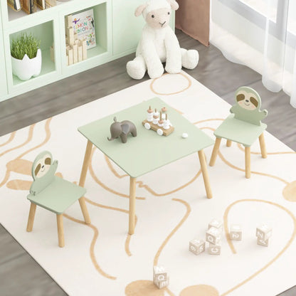 Sloth Themed Table and Chair Set with Two Chairs