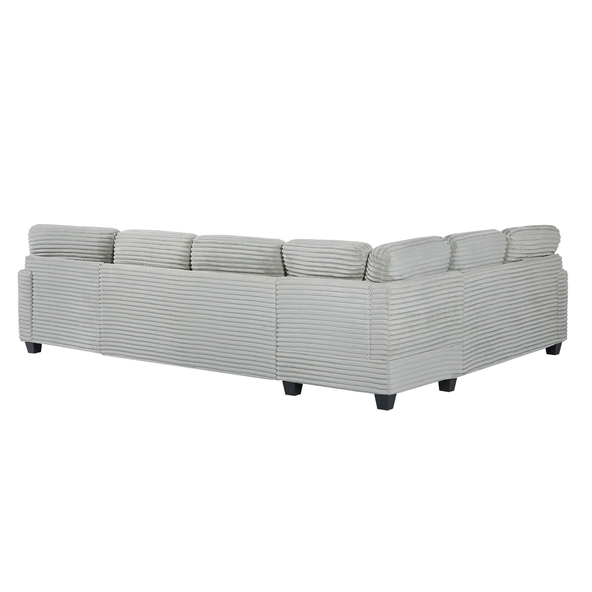 Upholstered U-shaped sectional sofa in light gray ribbed fabric, 2-piece set HouseOfZazla on Tampa Home & Garden Store