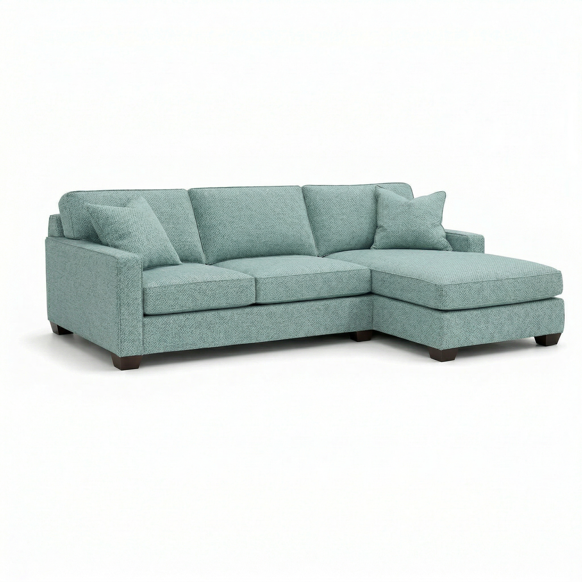 Clifford sectional sofa in teal textured fabric, L-shaped cushions HouseOfZazla on Tampa Home & Garden Store