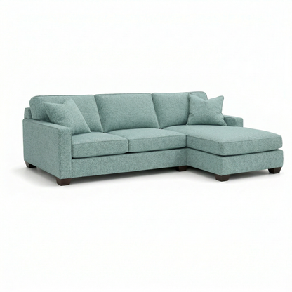 Clifford sectional sofa in teal textured fabric, L-shaped cushions HouseOfZazla on Tampa Home & Garden Store