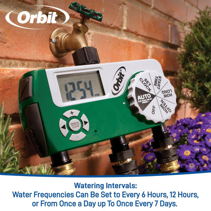Three Outlet Hose Timer With Digital Display Orbit Irrigation timer with three outlets on Tampa Home & Garden Store