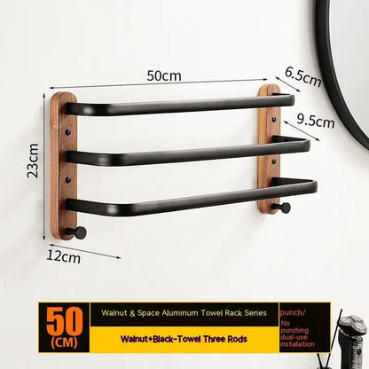 Solid Wood Towel Rack Wall Hanging Multi-bar with matte black curved bars by FLIPSTYLEZLLC on Tampa Home & Garden Store