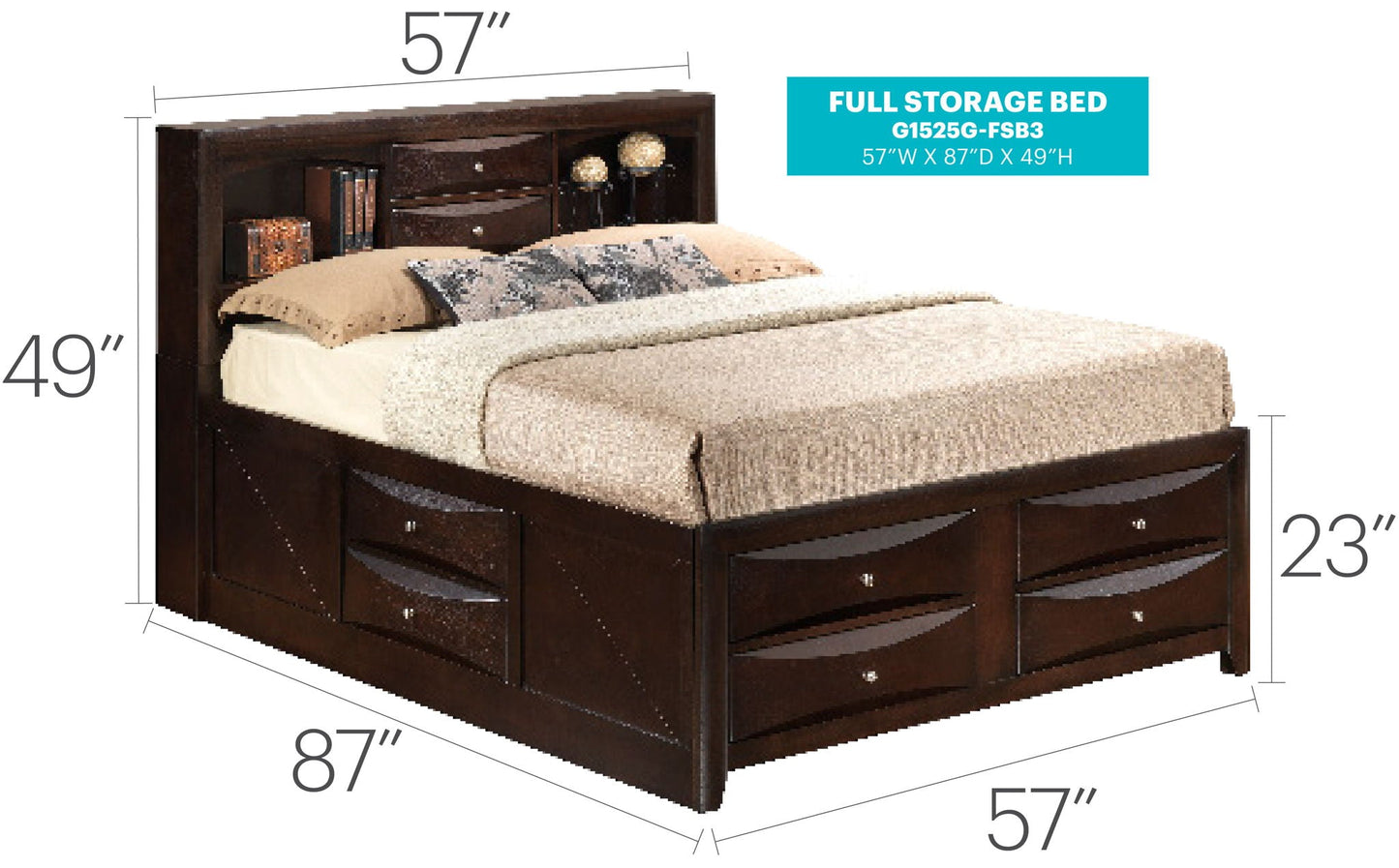 Marilla Storage Bed With Bookcase Headboard