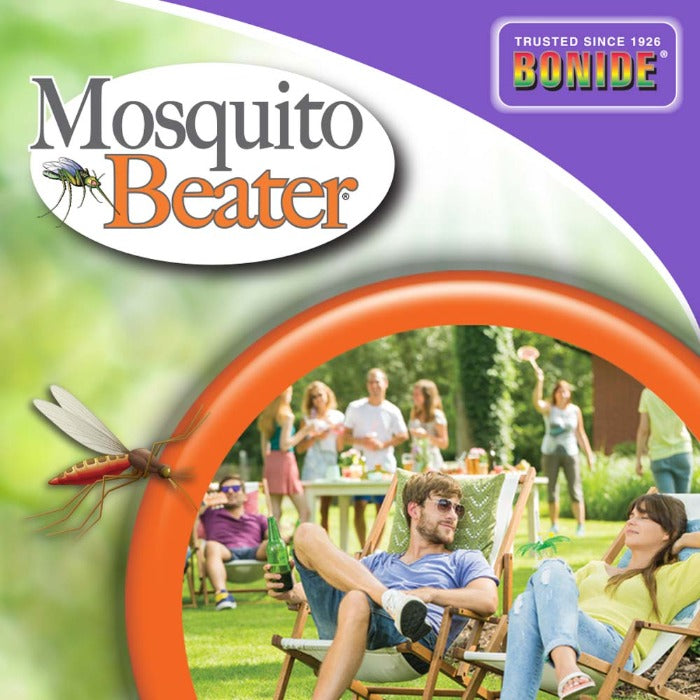 Bonide Mosquito Beater granules packaging with mosquito graphic on a sunny lawn scene on Tampa Home & Garden Store