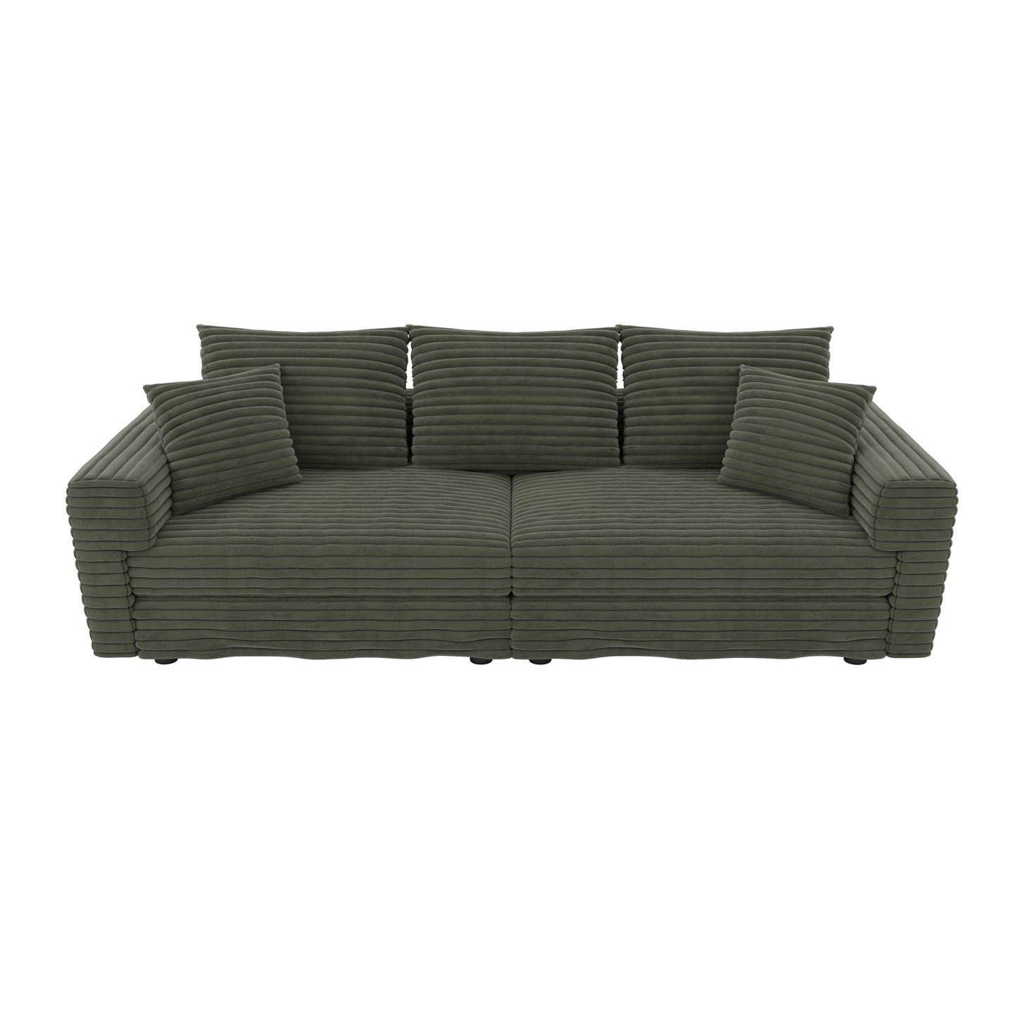 4 Seat Modern Comfy Upholstered Sofa Cloud Couch in olive green fabric on Tampa Home & Garden Store