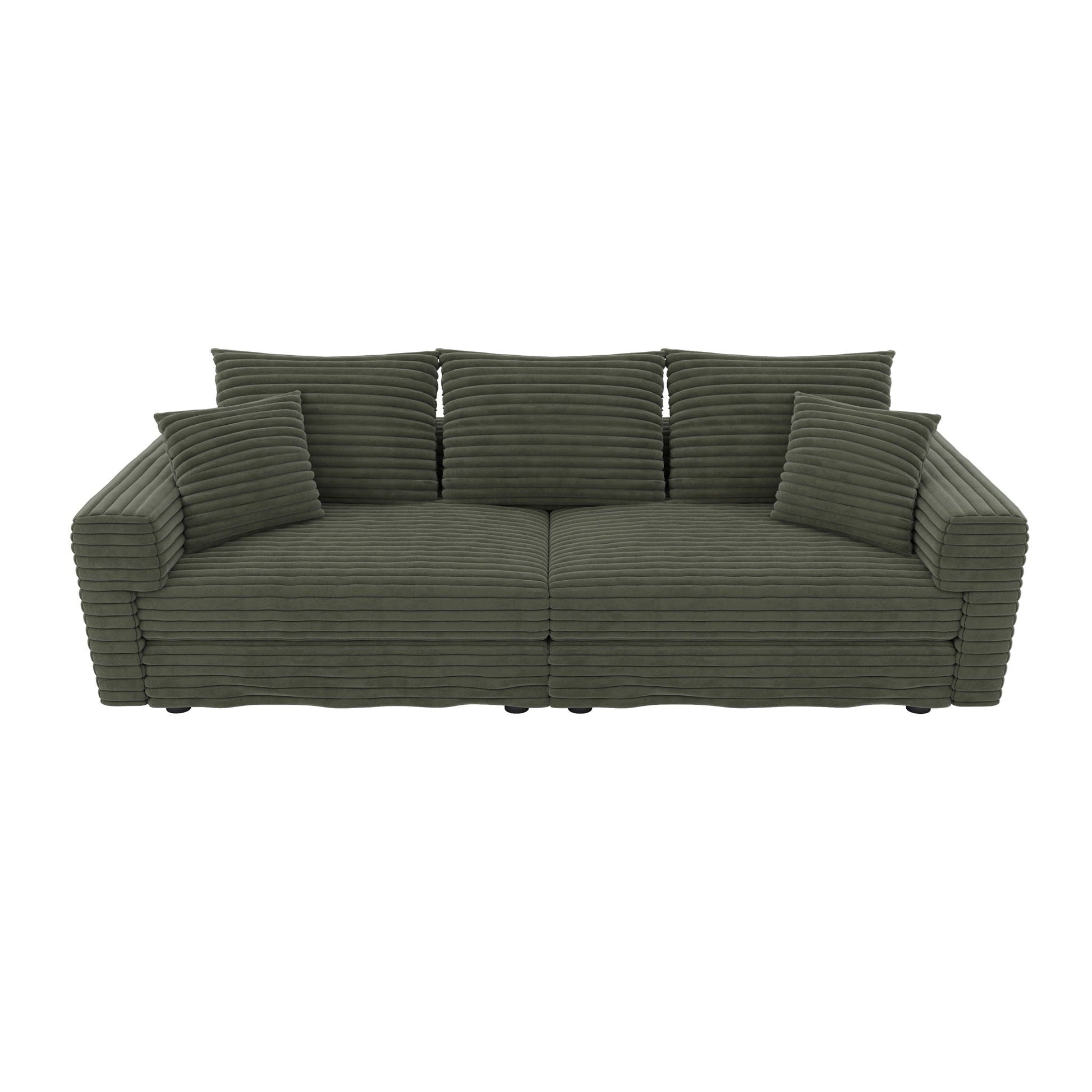 4 Seat Modern Comfy Upholstered Sofa Cloud Couch in olive green fabric on Tampa Home & Garden Store