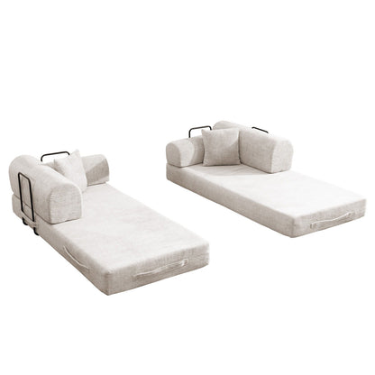 Modern Two Tone Fabric Sofa and Convertible Bed