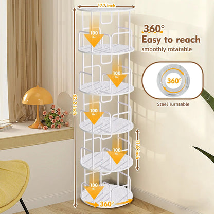 Rotating Bookshelf Tower 5 Tier Spinning Shelf