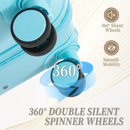 HIFINE Tourist 3-Piece ABS Spinner Wheel Luggage Set blue with 360° spinner wheels on Tampa Home & Garden Store
