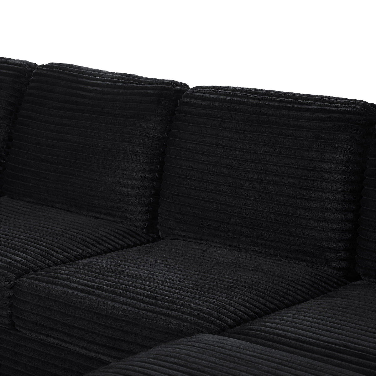 Upholstered U-shaped sectional cushions, 2-piece black corduroy, ribbed texture HouseOfZazla on Tampa Home & Garden Store
