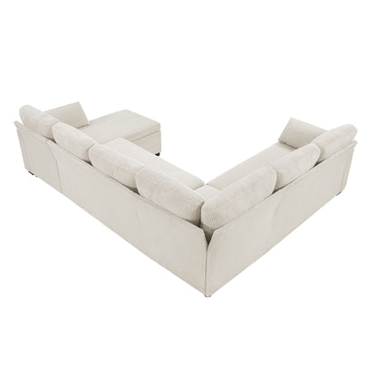 Convertible U-shaped sectional sofa bed with reversible chaise in beige HouseOfZazla on Tampa Home & Garden Store