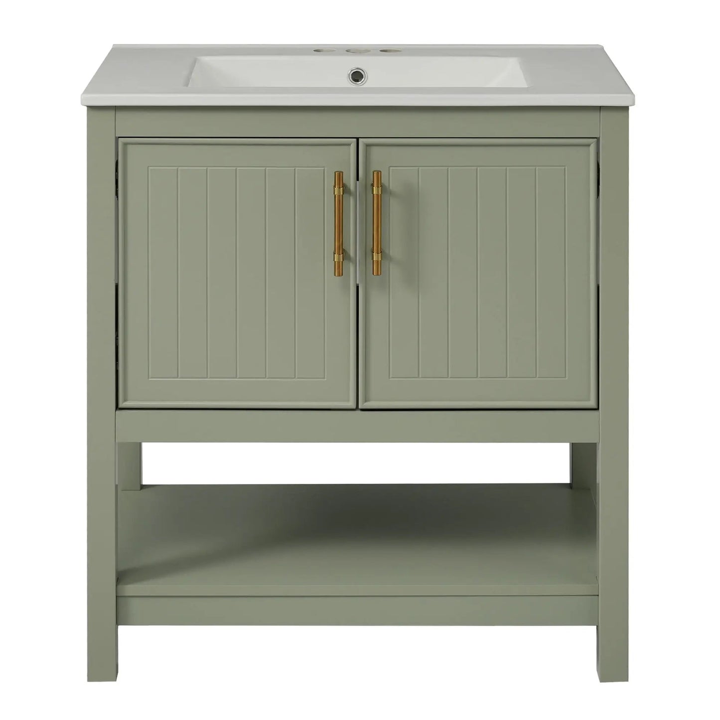 Elegant Vanity with Ceramic Sink and Storage
