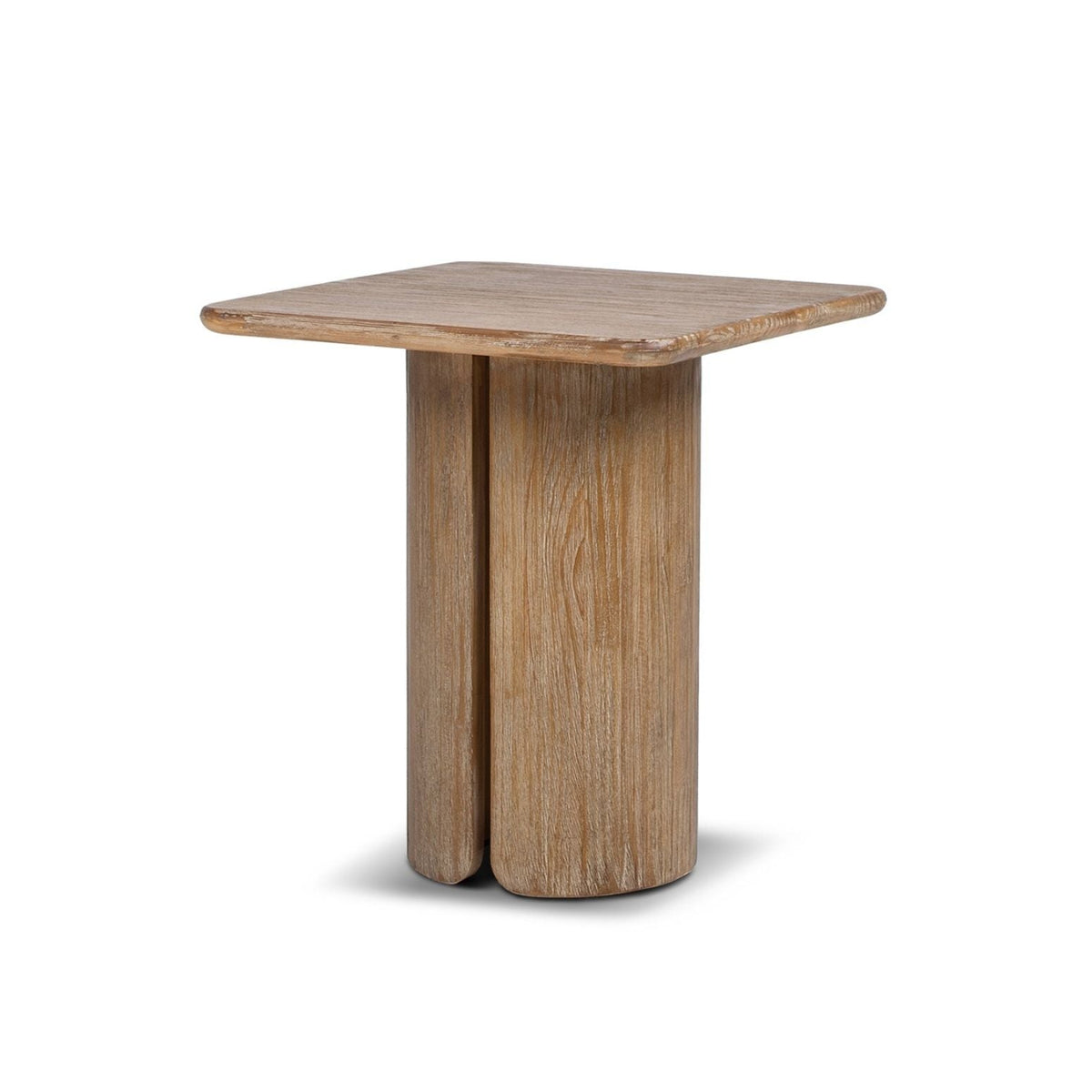 Antique brown square pedestal side table with sculptural base, HouseOfZazla wood on Tampa Home & Garden Store