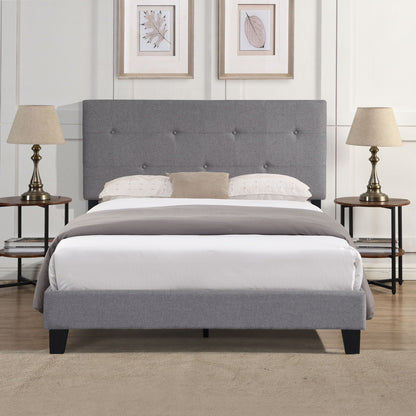 Modern Bed Frame and Button Tufted Headboard