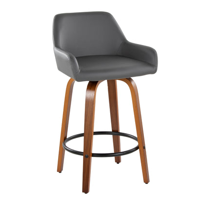 Contemporary swivel counter stool gray faux leather with round footrest on Tampa Home & Garden Store