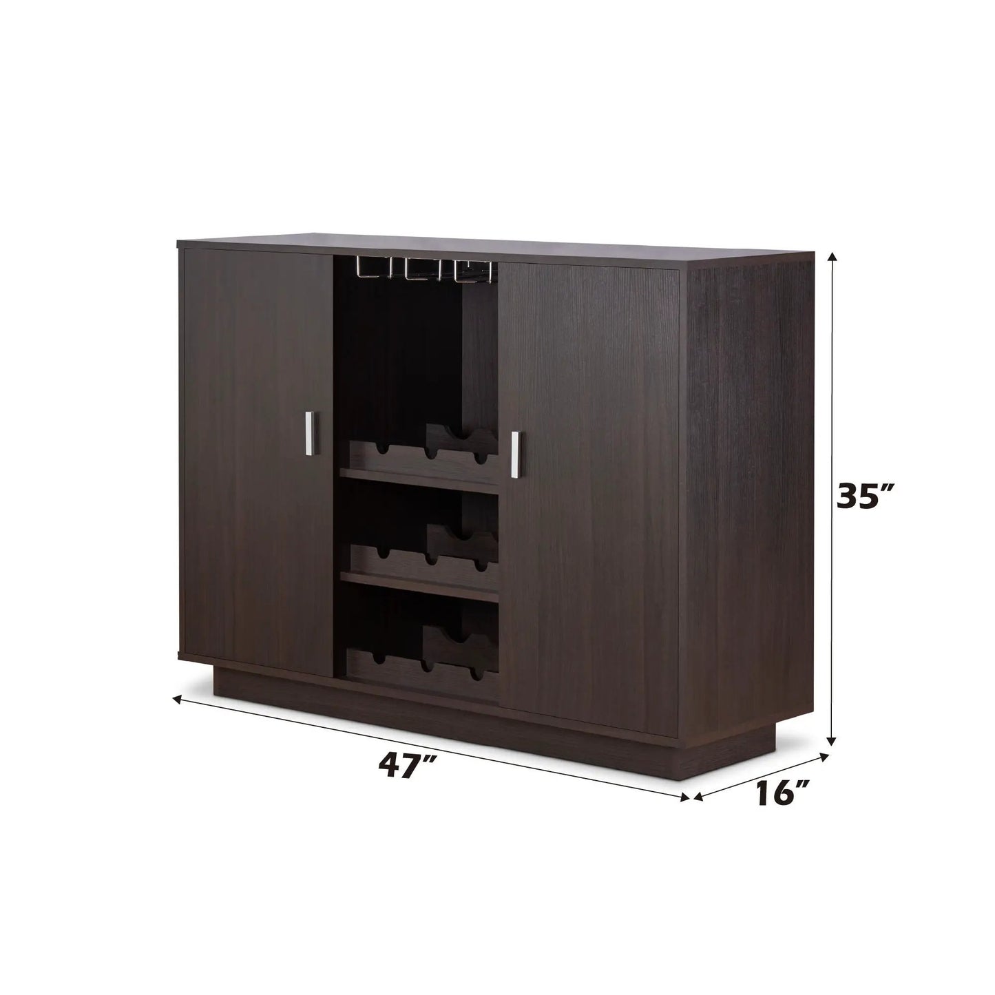 Hazen Wine Cabinet II Espresso With Stemware Rack