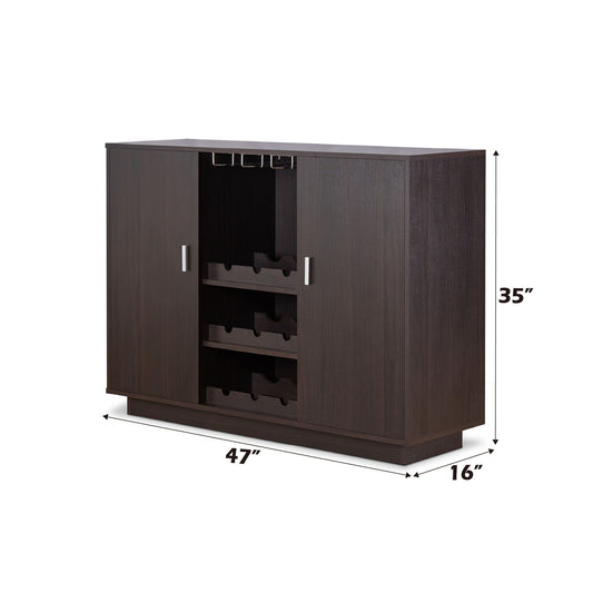Hazen Wine Cabinet II Espresso by HouseOfZazla, dark wood cabinet with bottle racks on Tampa Home & Garden Store