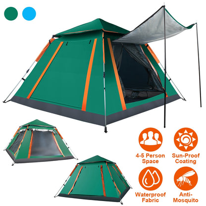 GemGear 4-5 Person Camping Tent green with orange trim waterproof fabric 2 mosquito nets carrying bag on Tampa Home & Garden Store