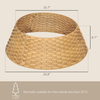 Rustic Christmas Tree Skirt by HouseOfZazla plastic woven tree collar in natural tan 26.8in dia on Tampa Home & Garden Store