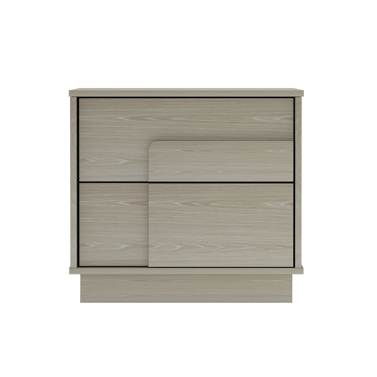 Modern accent nightstand by HouseOfZazla with push-to-open drawers in light brown wood on Tampa Home & Garden Store