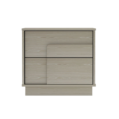 Modern accent nightstand by HouseOfZazla with push-to-open drawers in light brown wood on Tampa Home & Garden Store