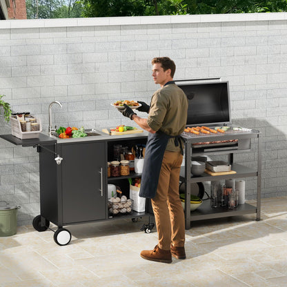 Outdoor Stainless Steel Grill Table and Sink