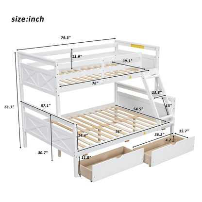 Bunk bed with ladder and safety guardrail in white finish, wooden slats on Tampa Home & Garden Store