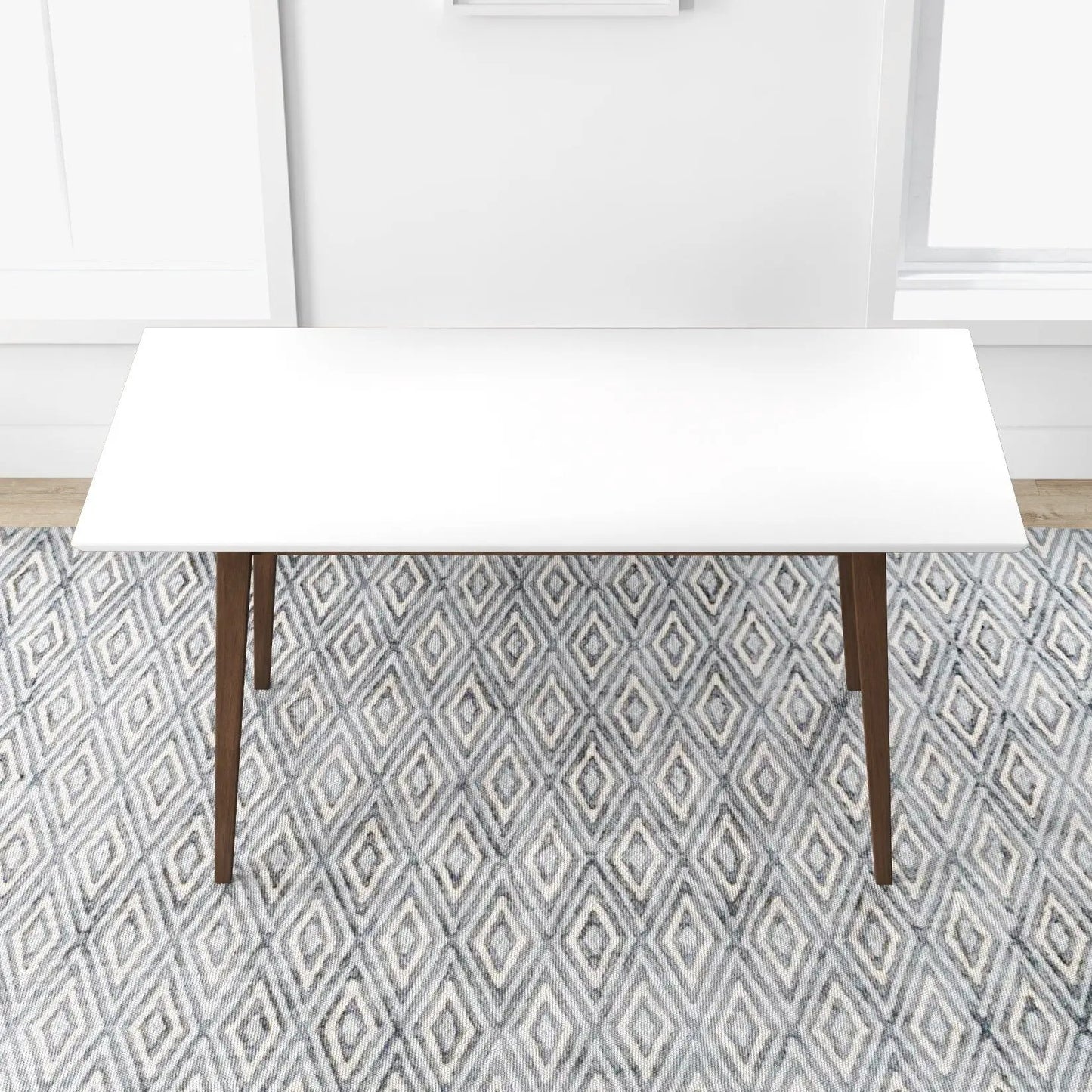 Mary Modern Rectangular Dining Table white top with brown wood legs Unique Piece Furniture on Tampa Home & Garden Store