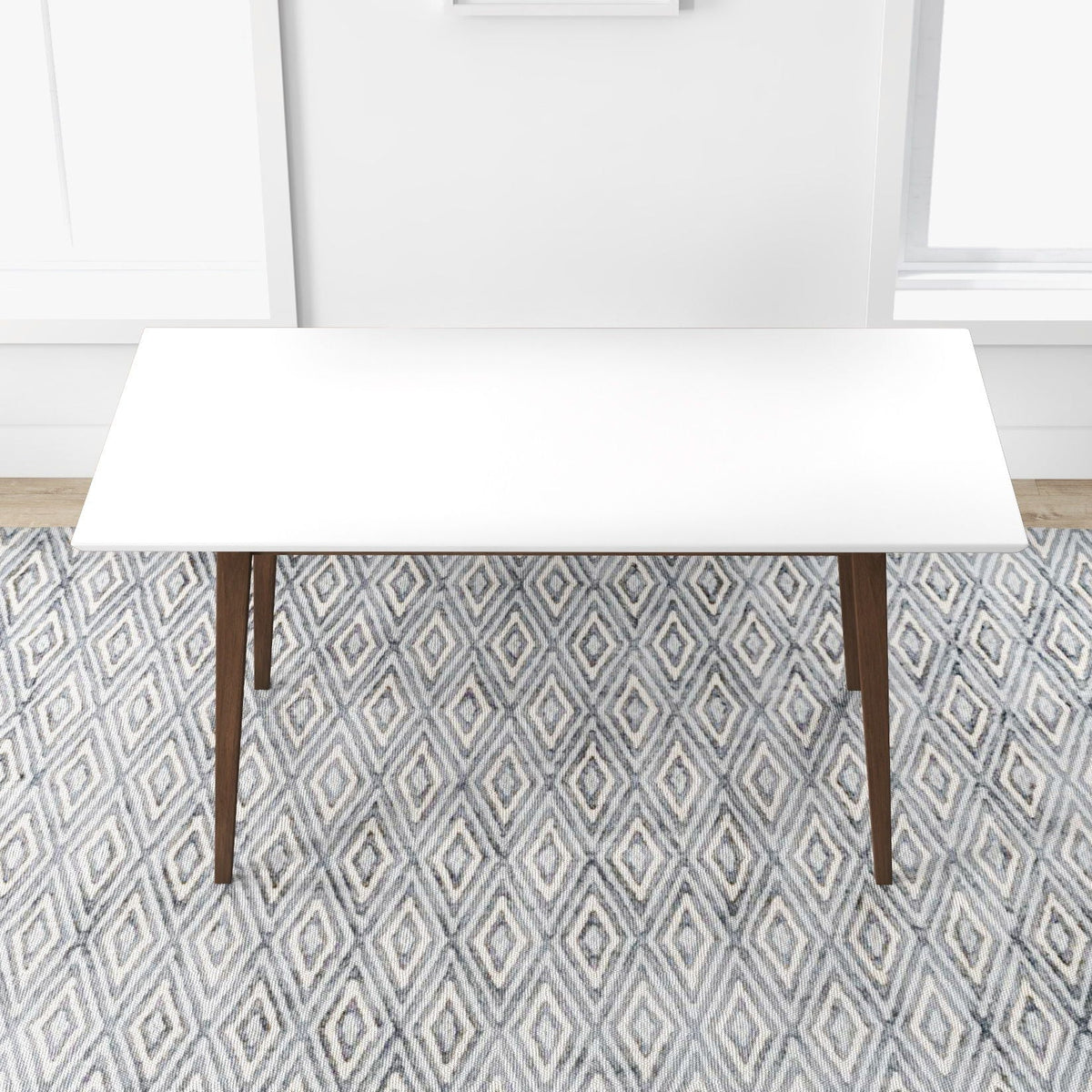 Mary Modern Style Rectangular Dining Kitchen Table white top with brown wooden legs on Tampa Home & Garden Store
