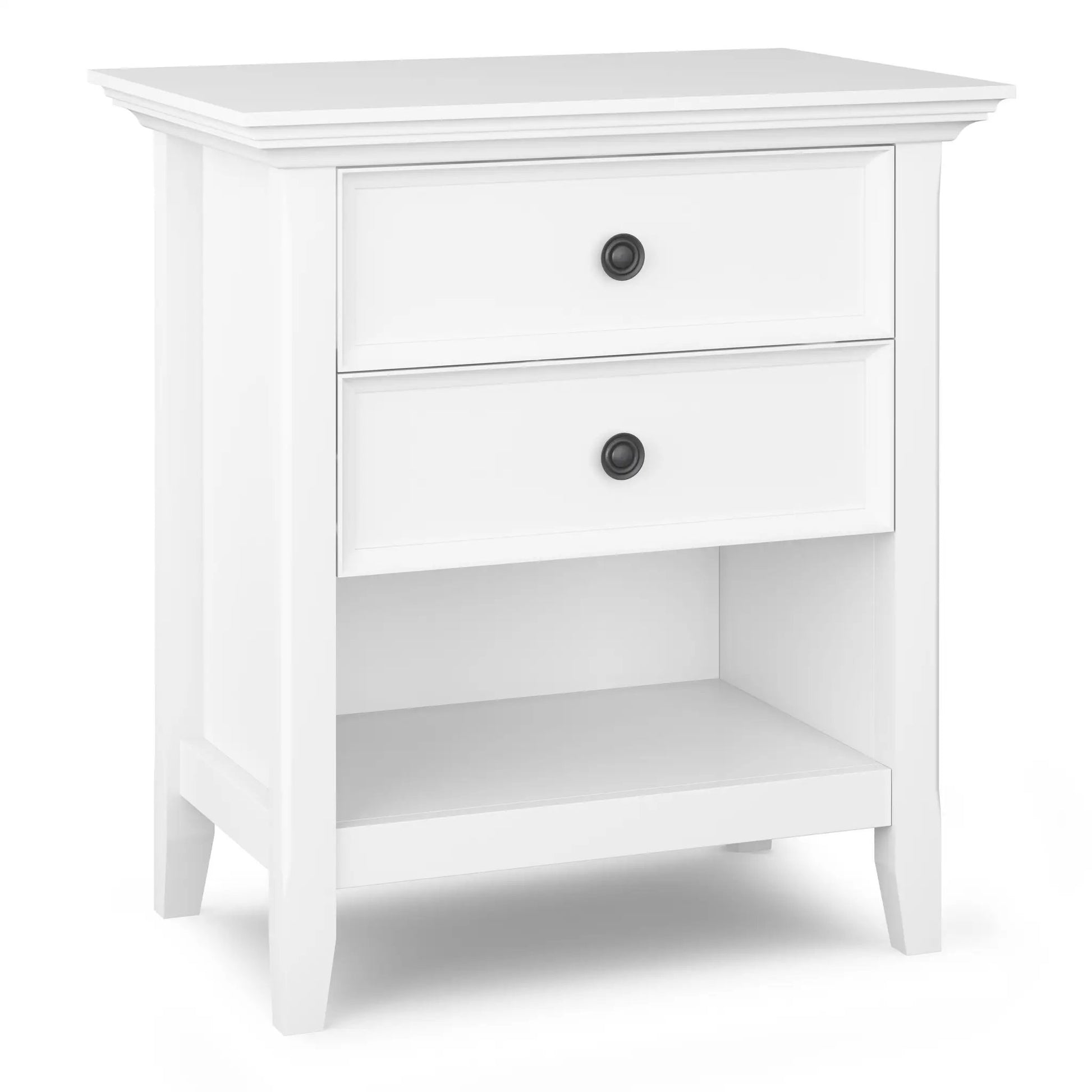 Amherst bedside table white two-drawer nightstand with dark knobs Unique Piece Furniture on Tampa Home & Garden Store