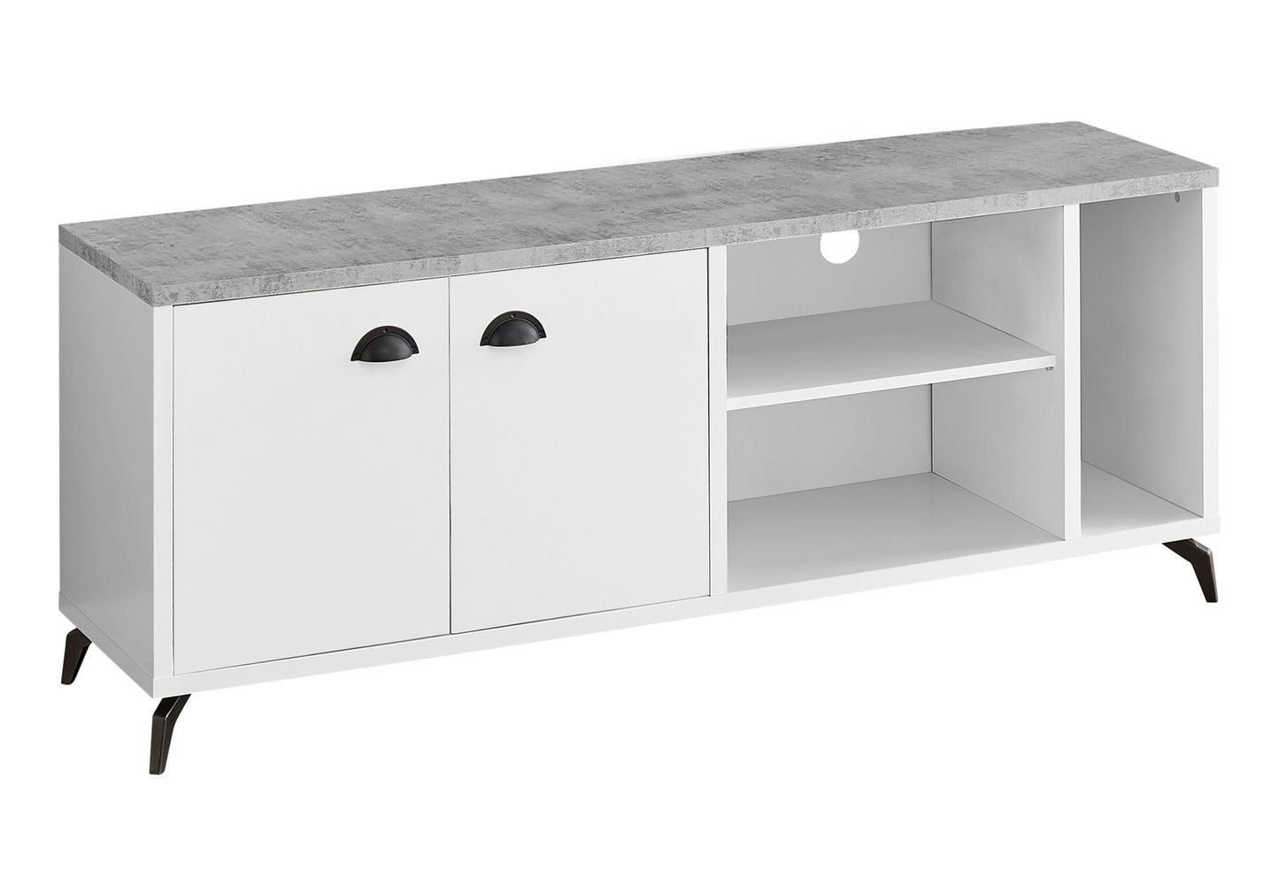 Contemporary TV Stand Console with Storage Cabinet by HouseOfZazla, white finish gray top on Tampa Home & Garden Store
