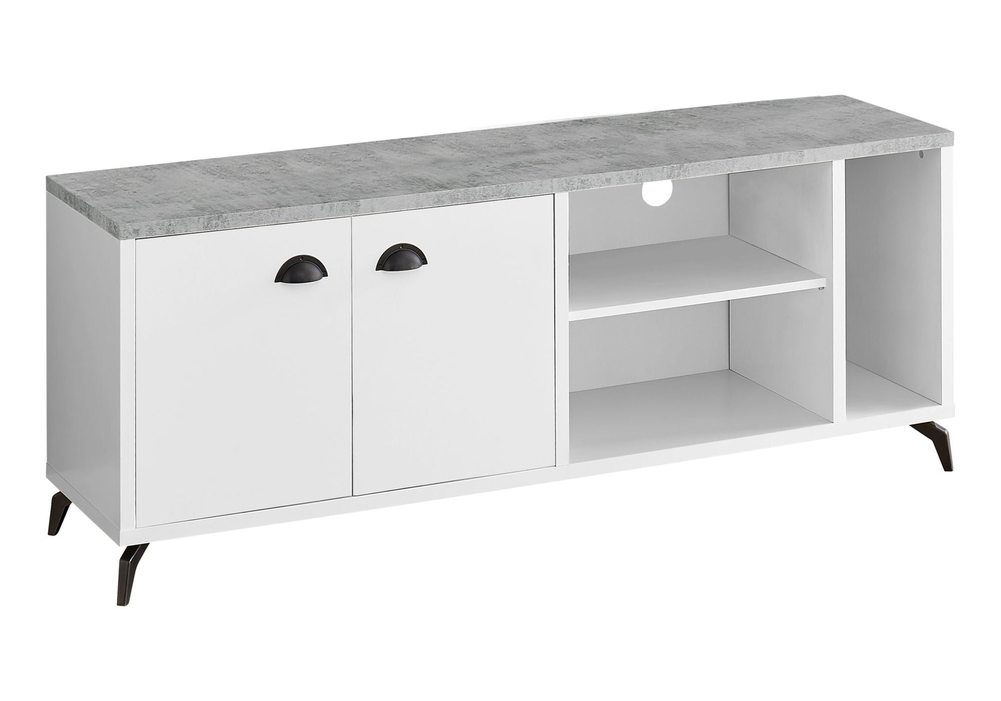 Contemporary TV Stand Console with Storage Cabinet by HouseOfZazla, white finish gray top on Tampa Home & Garden Store