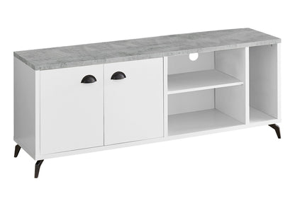 Contemporary TV Stand Console with Storage Cabinet by HouseOfZazla, white finish gray top on Tampa Home & Garden Store