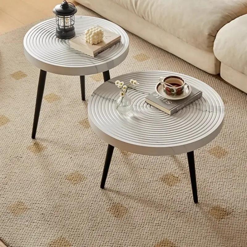 Two Japanese-style solid wood growth-ring coffee tables with ribbed tops and black legs on Tampa Home & Garden Store