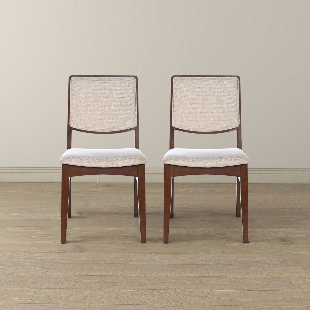Beige linen dining chairs set of 2 with padded seats and wooden legs Skylar by HouseOfZazla on Tampa Home & Garden Store