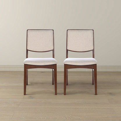 Beige linen dining chairs set of 2 with padded seats and wooden legs Skylar by HouseOfZazla on Tampa Home & Garden Store