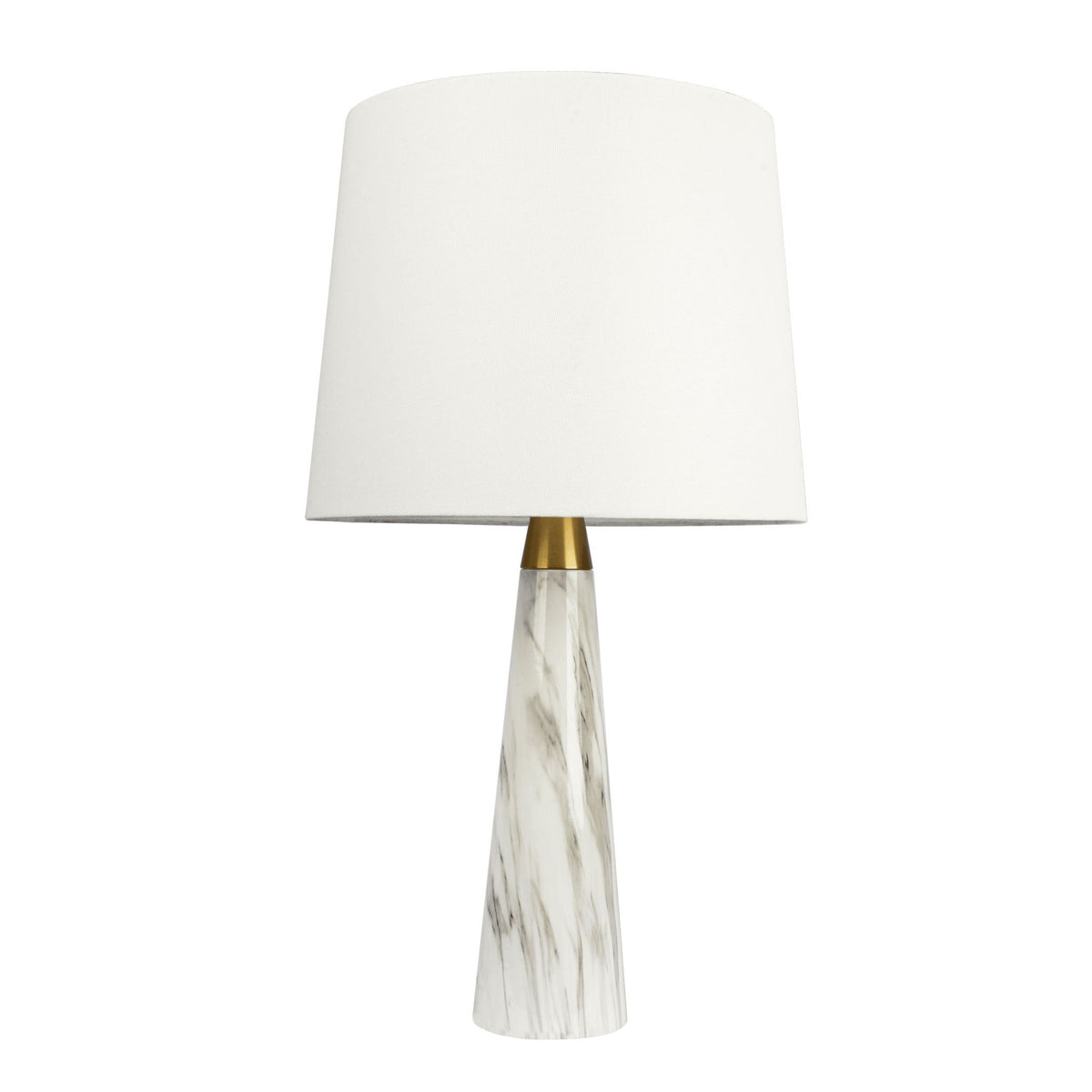 Enclave Hydro table lamp with white shade, gold collar, marble base on Tampa Home & Garden Store