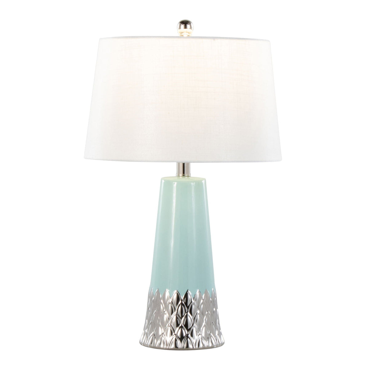 Penelope table lamp body turquoise ceramic base with white linen shade by HouseOfZazla on Tampa Home & Garden Store