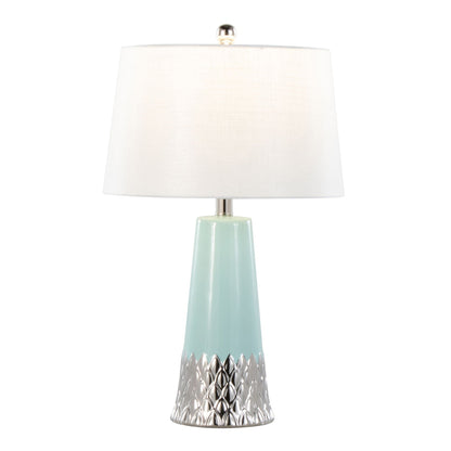Penelope table lamp body turquoise ceramic base with white linen shade by HouseOfZazla on Tampa Home & Garden Store