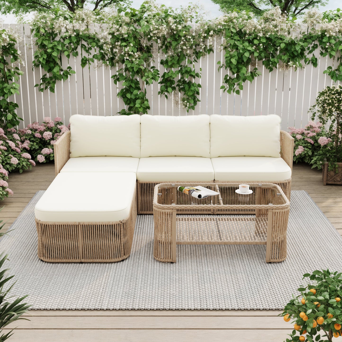 Outdoor PE Rattan Patio Set and Iron Frame