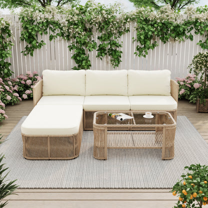 Outdoor PE Rattan Patio Set and Iron Frame