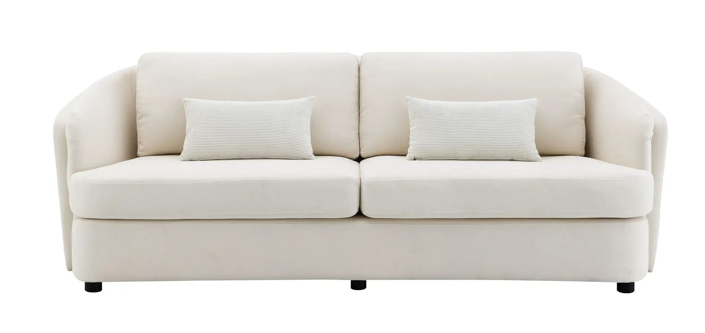 Mariko Linen Sofa with 2 Toss Pillows in beige fabric by Unique Piece Furniture on Tampa Home & Garden Store