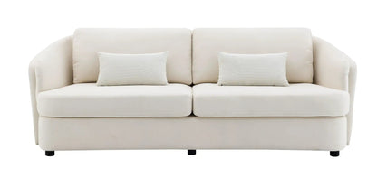 Mariko Linen Sofa with 2 Toss Pillows in beige fabric by Unique Piece Furniture on Tampa Home & Garden Store
