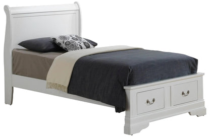 Upholstered Sleigh Bed with Dovetail Drawers