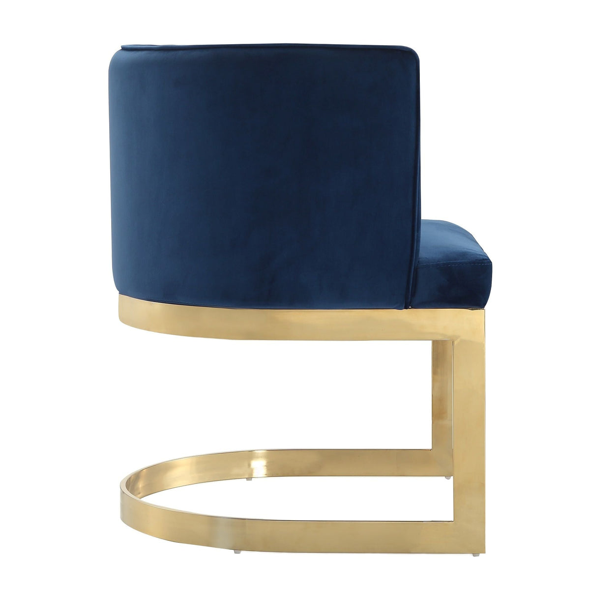 Aura Dining Chair with Brass Frame in deep blue velvet upholstery on Tampa Home & Garden Store
