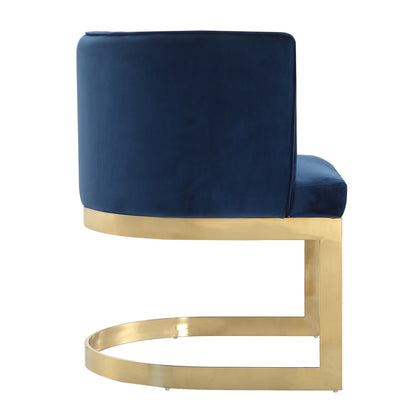 Aura Dining Chair with Brass Frame in deep blue velvet upholstery on Tampa Home & Garden Store