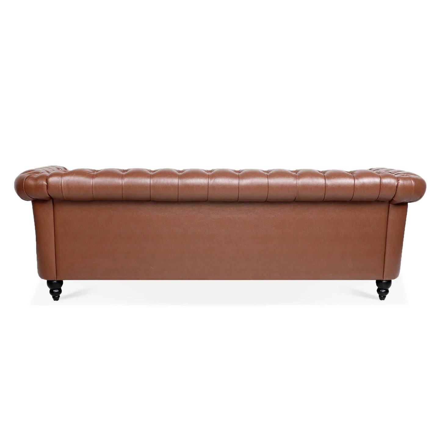Rolled Arm Chesterfield 3 Seater Sofa in brown leather with tufted edge on Tampa Home & Garden Store