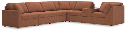 Modmax Sectional Spice by Unique Piece Furniture, rust fabric L-shaped sofa with plush cushions on Tampa Home & Garden Store